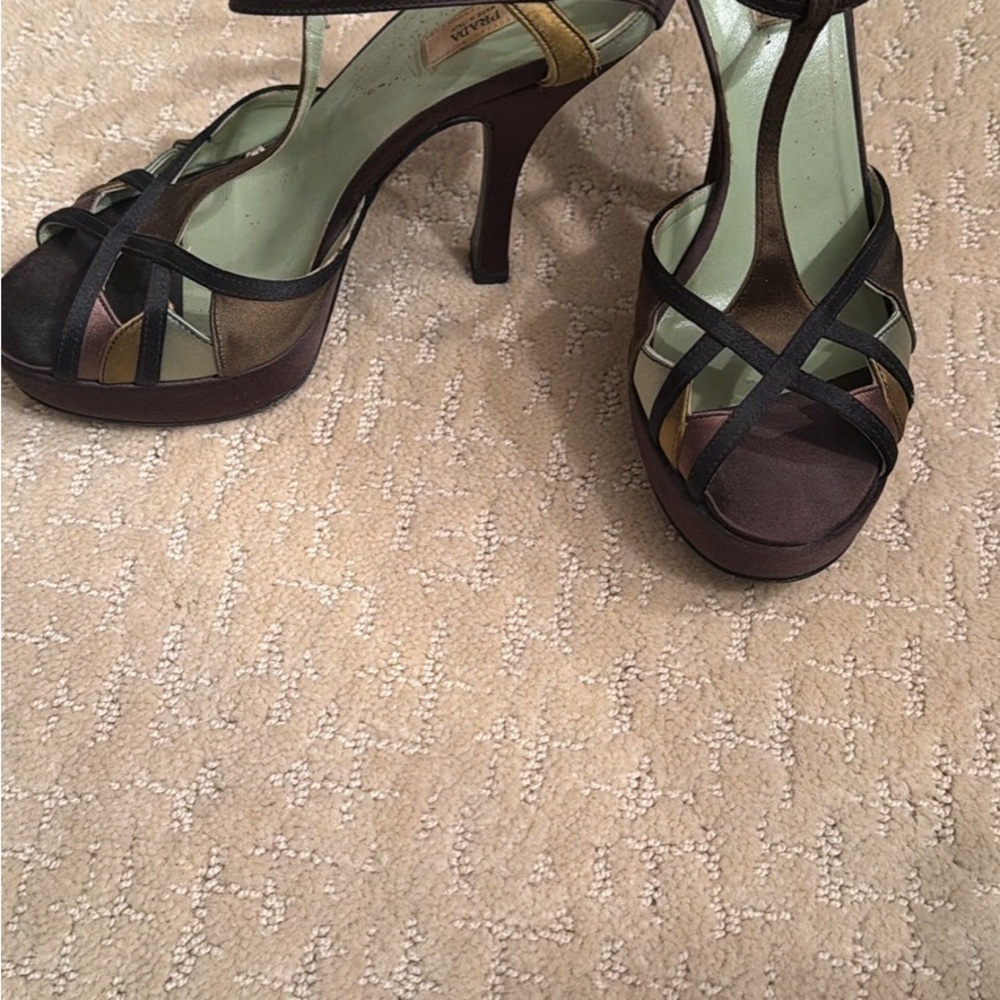 Prada Black and Brown Strappy Heels